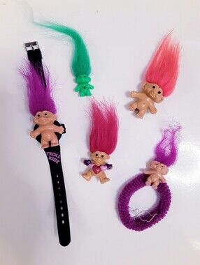 90s Troll Doll Accessories - Watch, Pencil Topper, Miniature, Hair tie, Pin